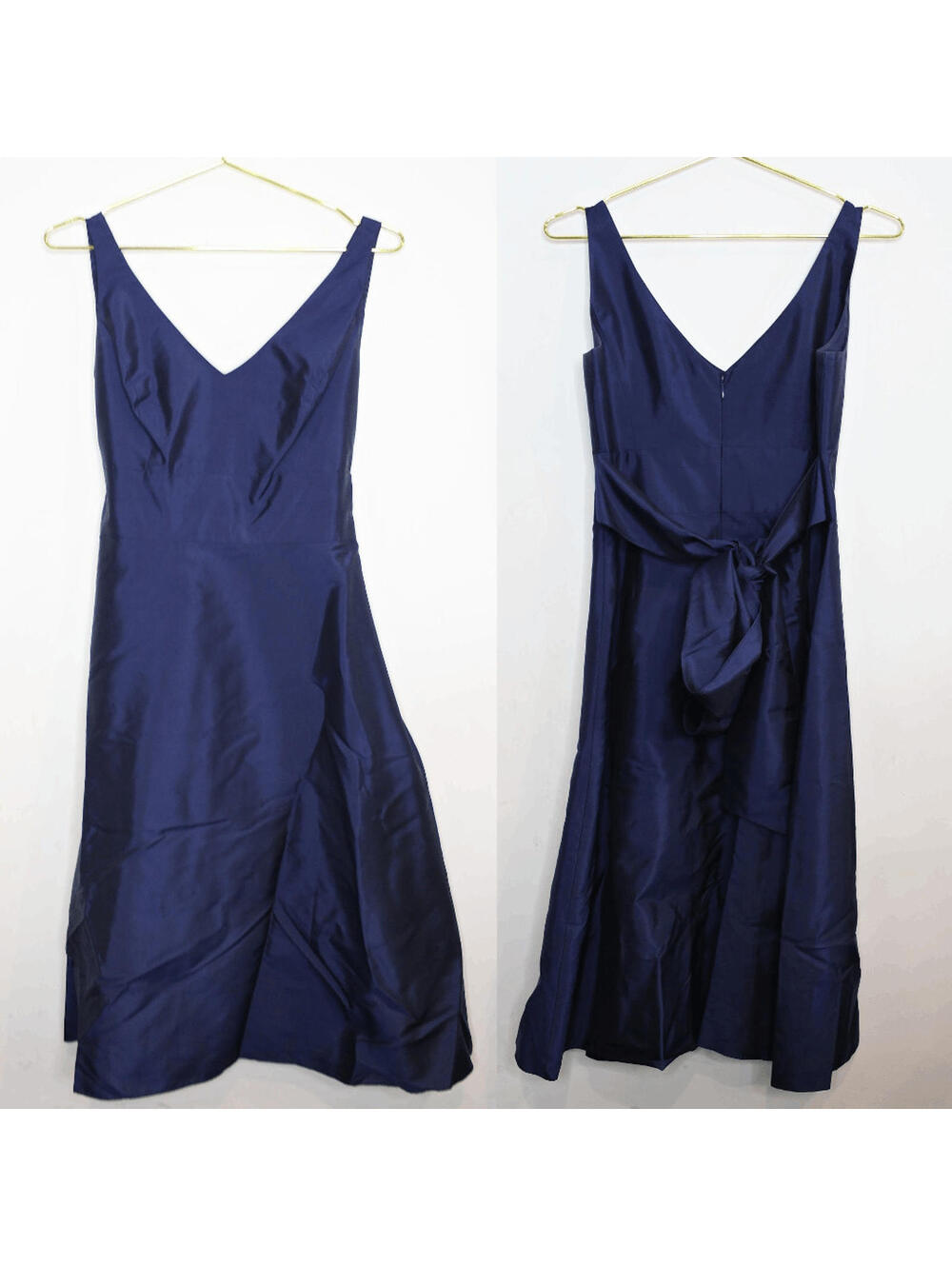 NWOT Ann Taylor Dark Blue Silk Sleeveless A Line Formal Dress with Sash - 2